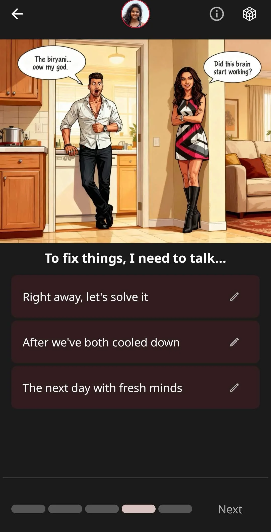 epic vibes quiz interface on mobile showing couple questions game